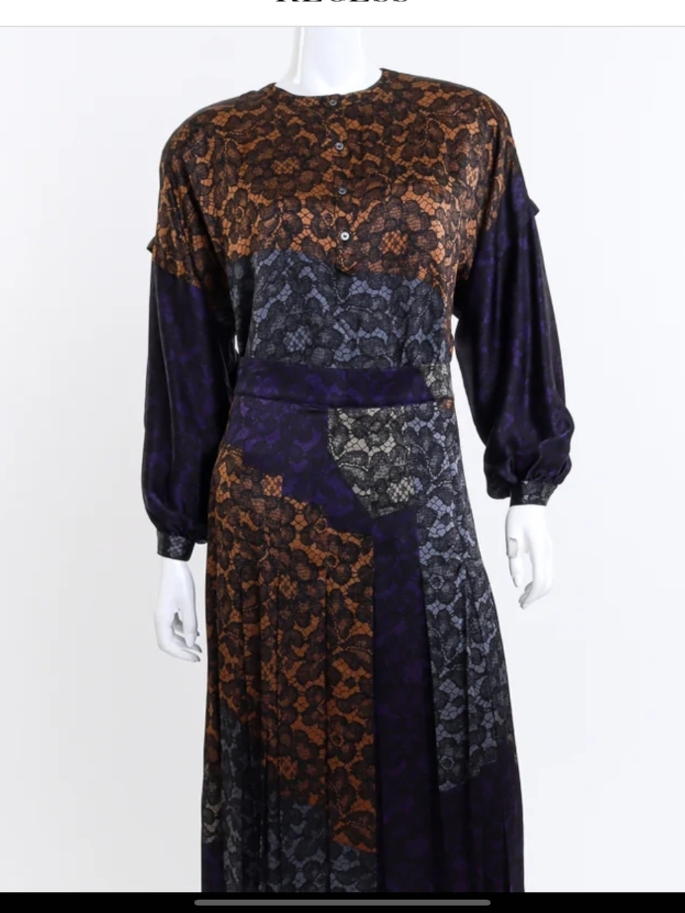 Vintage 80s Escada Silk Lace Colorblock Designer Luxury Blouse Top 38 Medium